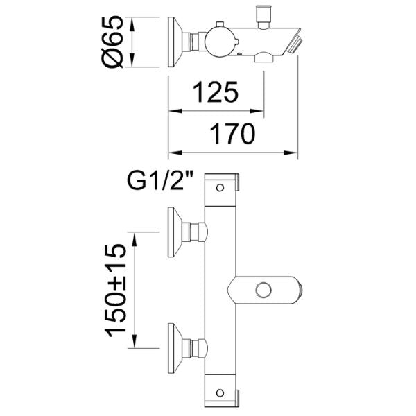 Grifo Termostático Baño‑Ducha Go!2 Negro Mate - TU ULTIMO CLIC