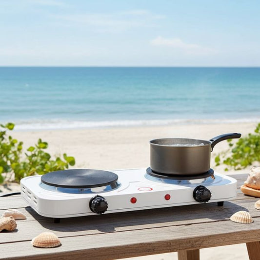 Hornillo Eléctrico 2 Fogones - Cocina Compacta 2000W Blanco - TU ULTIMO CLIC