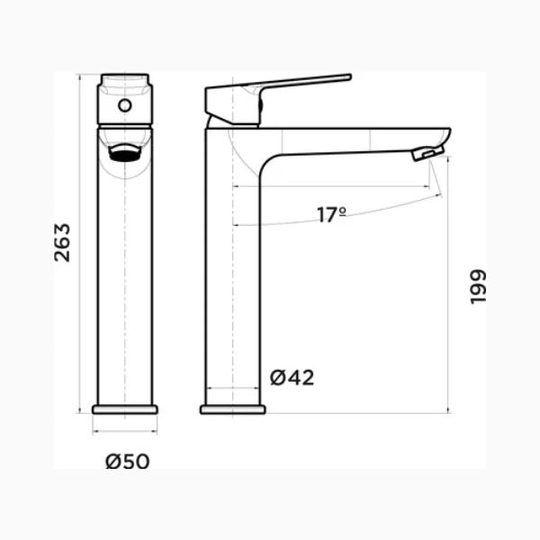 Grifo de Lavabo Stillo Cronos Cold Open Cromo y Negro Mate - TU ULTIMO CLIC
