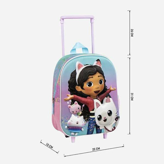 Mochila Infantil con Ruedas Gabby’s Dollhouse 3D Rosa - TU ULTIMO CLIC