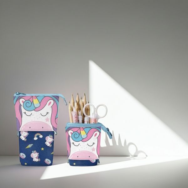 Estuche Escolar Oh My Pop Unicornio Azul Marino - Portatodo Infantil Unisex - TU ULTIMO CLIC