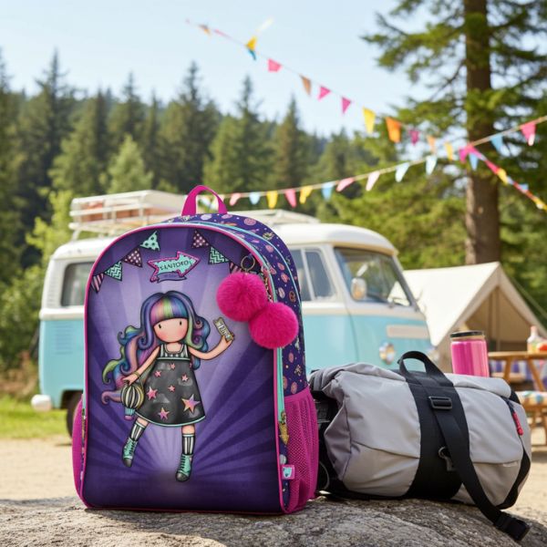 Mochila Escolar Juvenil Gorjuss Up and Away Morada - Diseño con Purpurina - TU ULTIMO CLIC