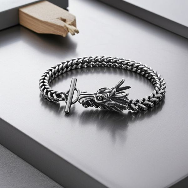 Pulsera Dragón Gótica Acero Inoxidable 23 cm - Joyería Hombre - TU ULTIMO CLIC