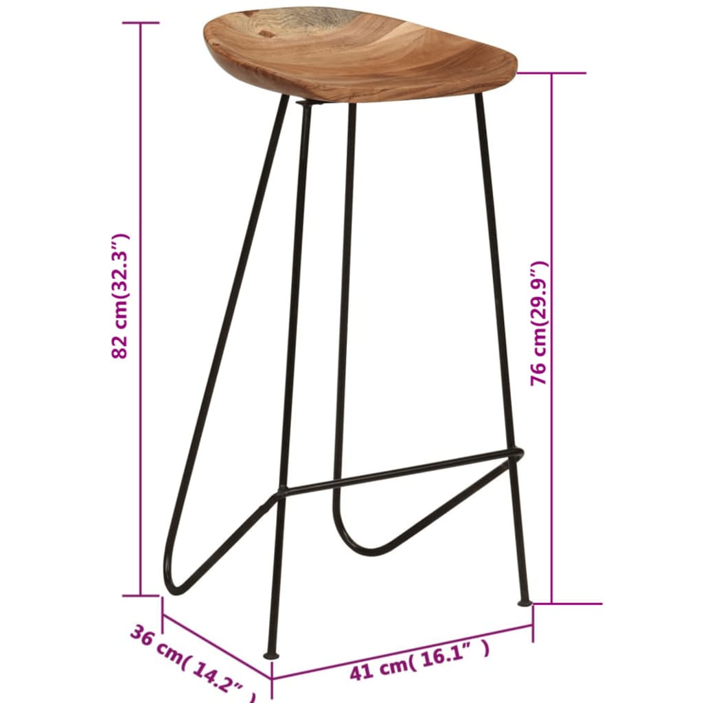 Taburetes de Cocina Madera Acacia Estilo Industrial (2 uds) - TU ULTIMO CLIC