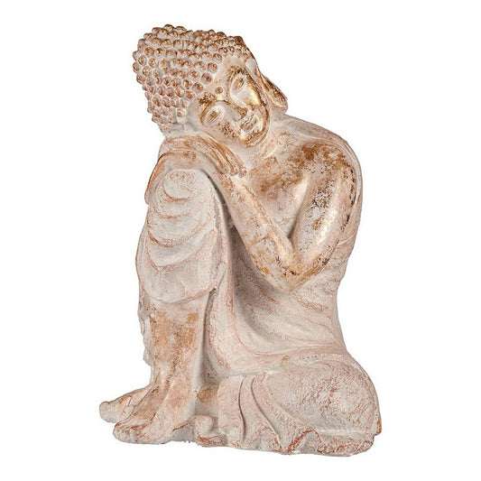 Figura Buda Jardín Ibergarden - Estatua Blanco Dorado 54 cm - TU ULTIMO CLIC