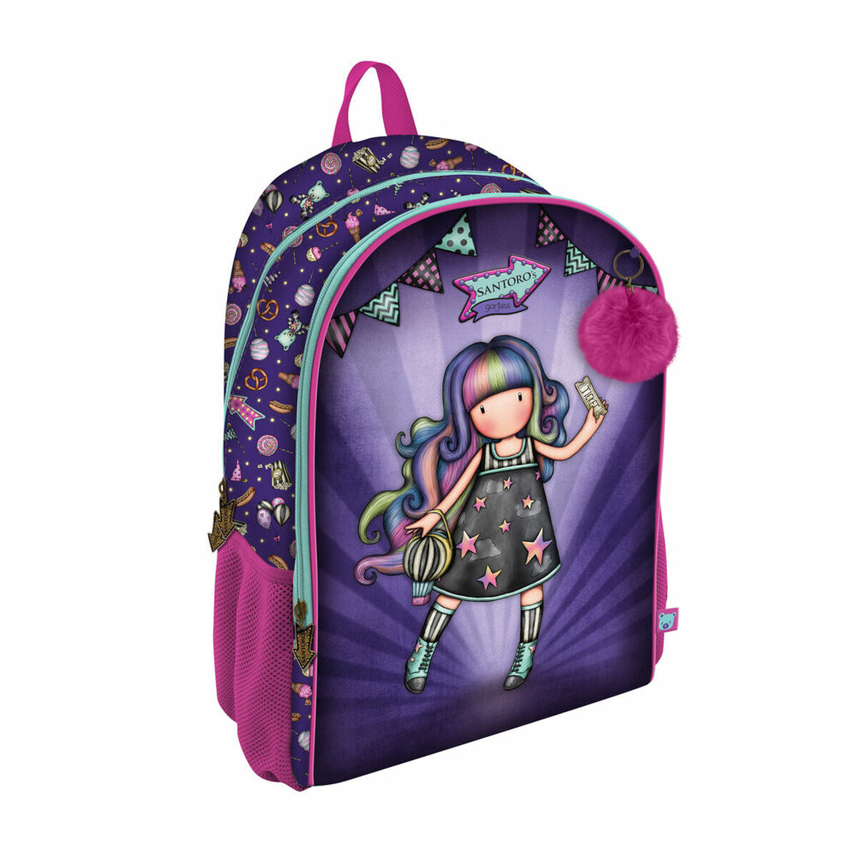 Mochila Escolar Juvenil Gorjuss Up and Away Morada - Diseño con Purpurina - TU ULTIMO CLIC
