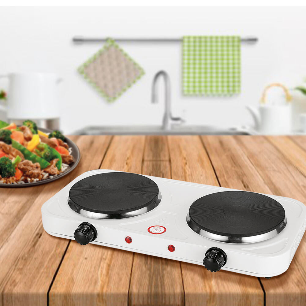 Hornillo Eléctrico 2 Fogones - Cocina Compacta 2000W Blanco - TU ULTIMO CLIC