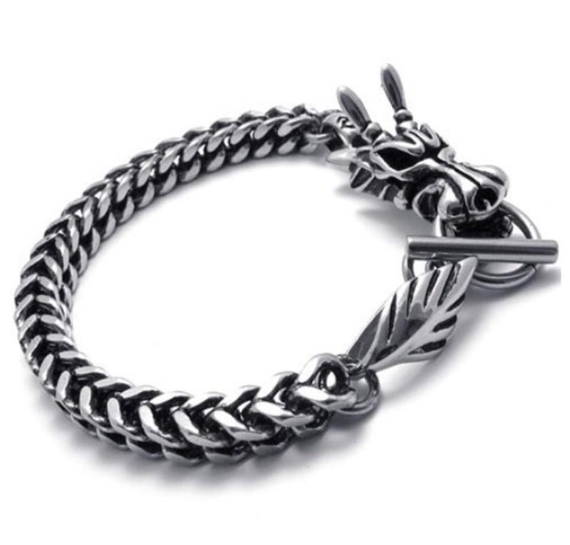 Pulsera Dragón Gótica Acero Inoxidable 23 cm - Joyería Hombre - TU ULTIMO CLIC