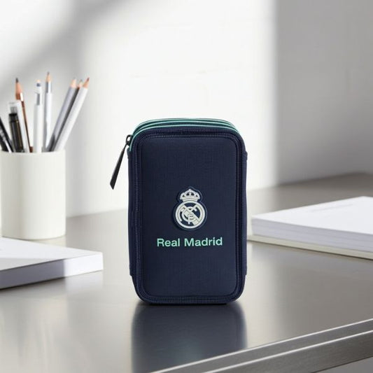 Estuche Real Madrid 37 Piezas Completo - Portatodo Escolar Poliéster 600D - TU ULTIMO CLIC