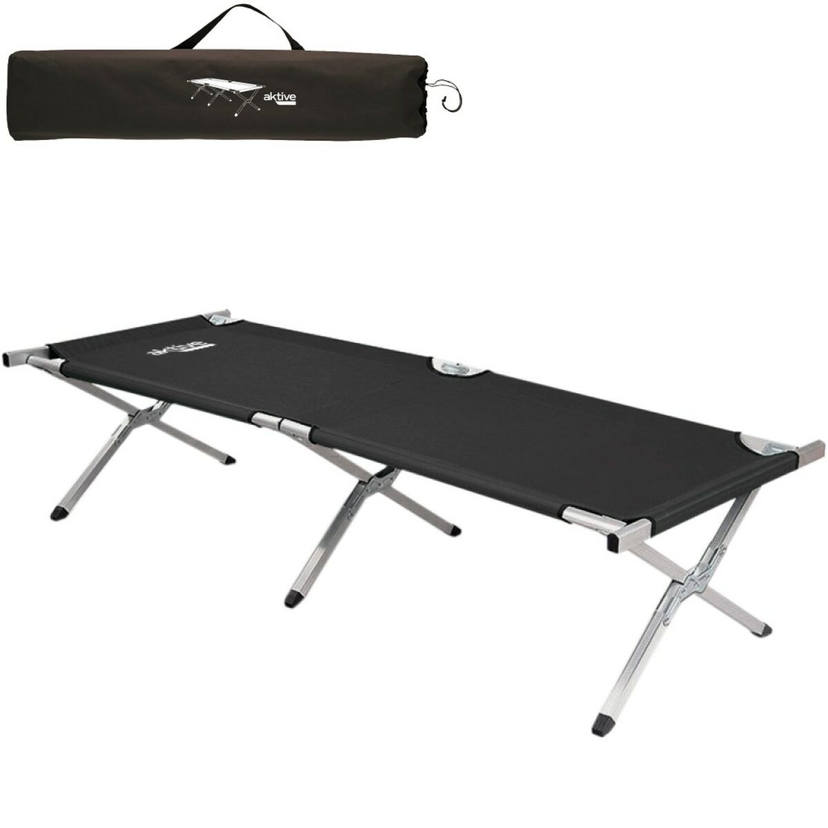 Cama Plegable Aktive Camping Negra 190 cm (Pack 2) - TU ULTIMO CLIC