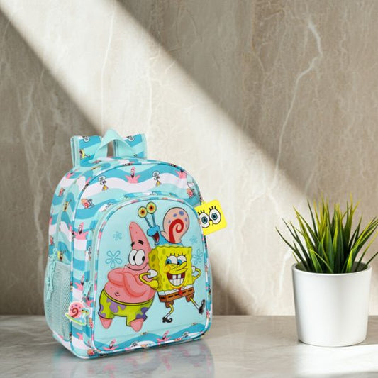 Mochila Escolar Infantil Spongebob Stay Positive Azul y Blanca – Diseño Ergonómico y Adaptable a Carro Portamochilas - TU ULTIMO CLIC