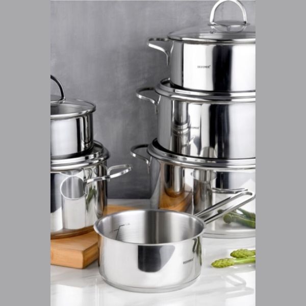 Batería de Cocina Bergner Classic 6 Piezas - Acero Inoxidable con Tapas de Vidrio - TU ULTIMO CLIC
