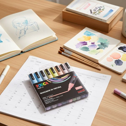Maleta POSCA 8 Rotuladores Multicolor - Punta Media - TU ULTIMO CLIC