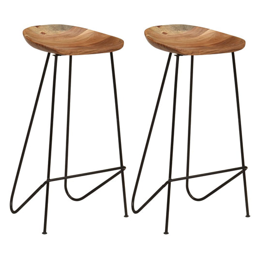 Taburetes de Cocina Madera Acacia Estilo Industrial (2 uds) - TU ULTIMO CLIC