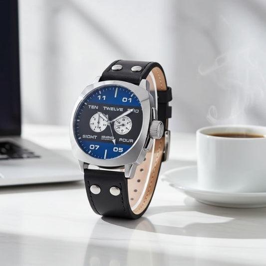 Reloj Hombre 666 Barcelona 666-253 Ø 47mm - Piel Negra y Acero Inoxidable - TU ULTIMO CLIC