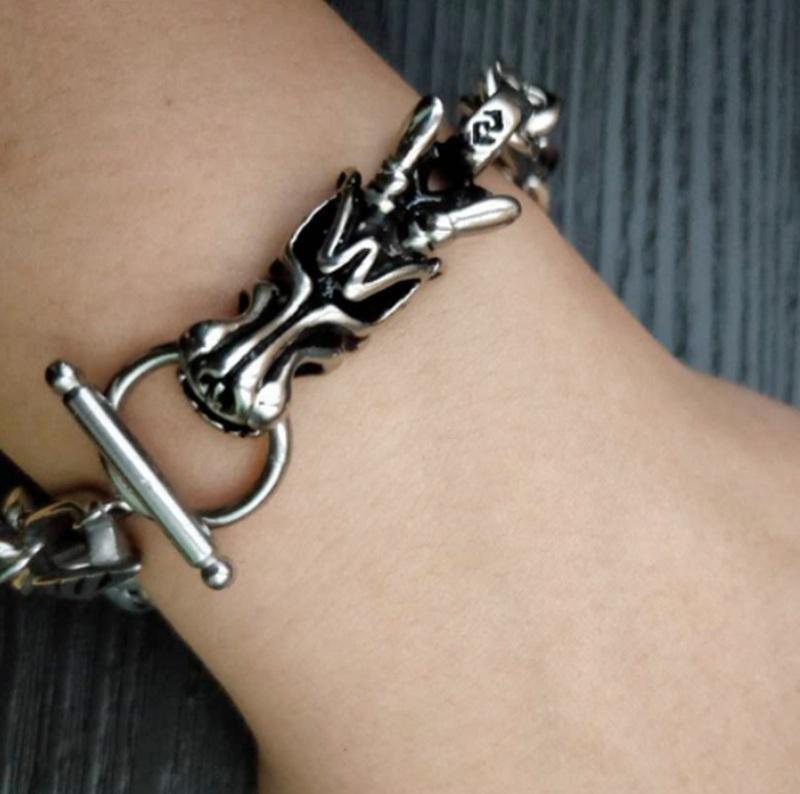 Pulsera Dragón Gótica Acero Inoxidable 23 cm - Joyería Hombre - TU ULTIMO CLIC