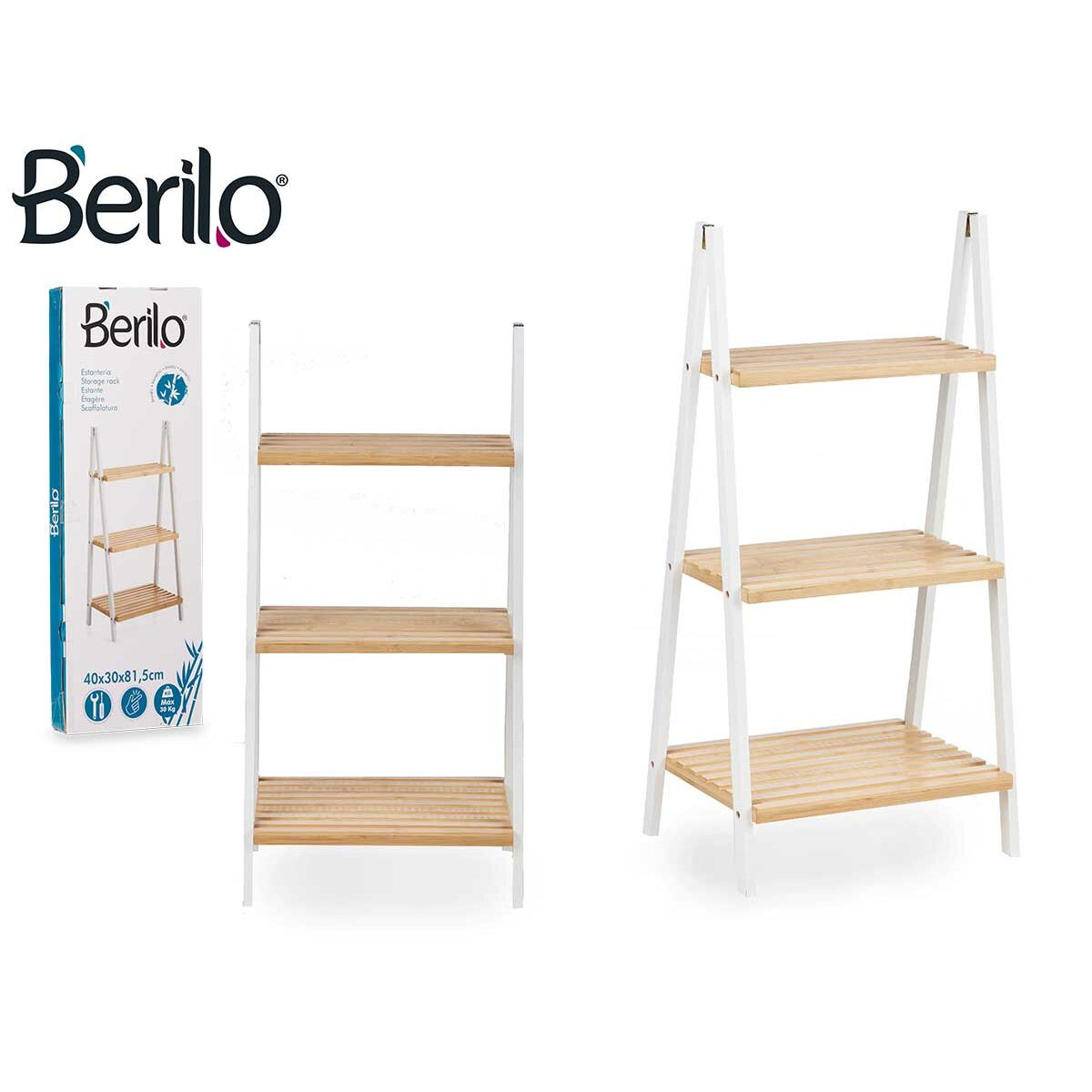 Estantería Baño Berilo Bambú Blanco Natural - 3 Estantes - TU ULTIMO CLIC