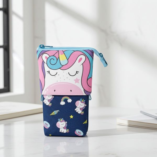 Estuche Escolar Oh My Pop Unicornio Azul Marino - Portatodo Infantil Unisex - TU ULTIMO CLIC