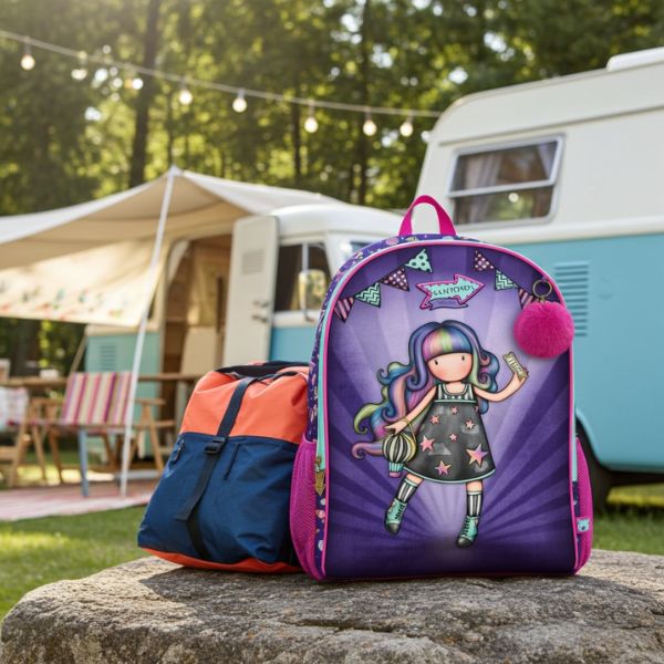 Mochila Escolar Juvenil Gorjuss Up and Away Morada - Diseño con Purpurina - TU ULTIMO CLIC