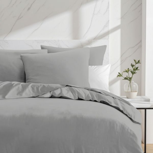 HOME LINGE PASSION Juego de Funda Nórdica Microfibra Gris Claro Cama 200 HOME LINGE PASSION