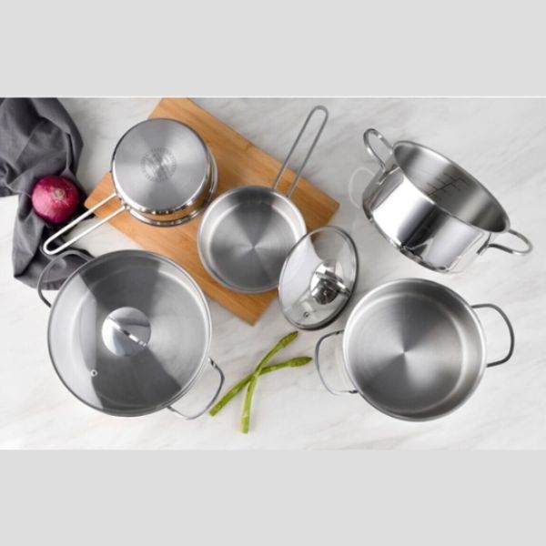 Batería de Cocina Bergner Classic 6 Piezas - Acero Inoxidable con Tapas de Vidrio - TU ULTIMO CLIC