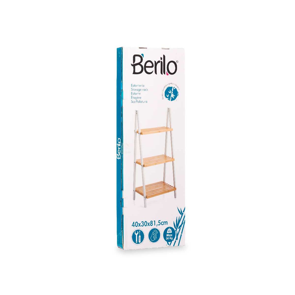 Estantería Baño Berilo Bambú Blanco Natural - 3 Estantes - TU ULTIMO CLIC