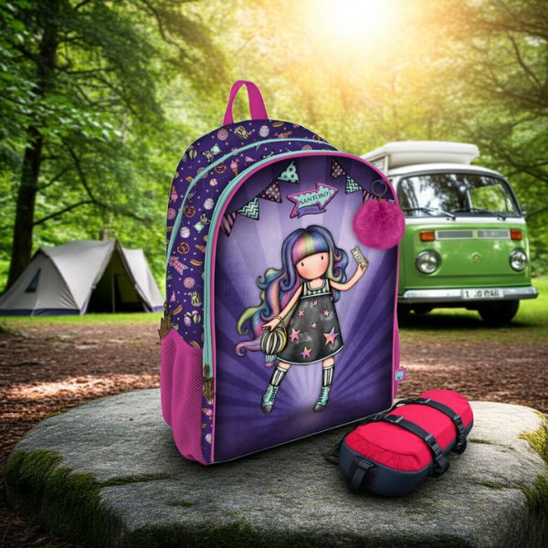 Mochila Escolar Juvenil Gorjuss Up and Away Morada - Diseño con Purpurina - TU ULTIMO CLIC