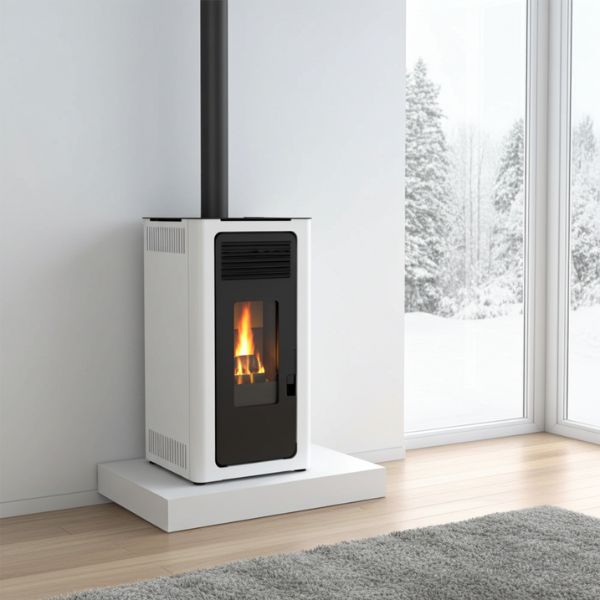 Estufa de Pellet LASIAN Audax 8kW Blanco - TU ULTIMO CLIC
