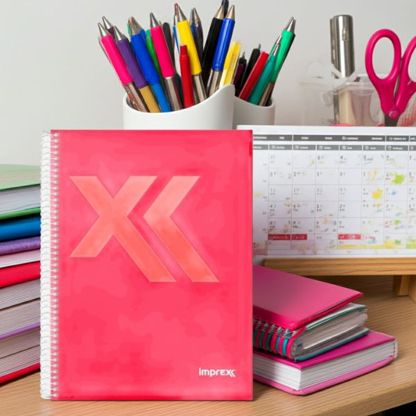 Pack 4 Cuadernos A5 Imprex Rojo 80 Hojas - Cuadrícula 4mm Espiral - TU ULTIMO CLIC