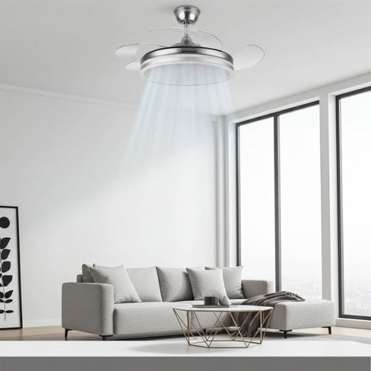 Ventilador Bayomo DC Níquel - 59W LED 4 Aspas - TU ULTIMO CLIC