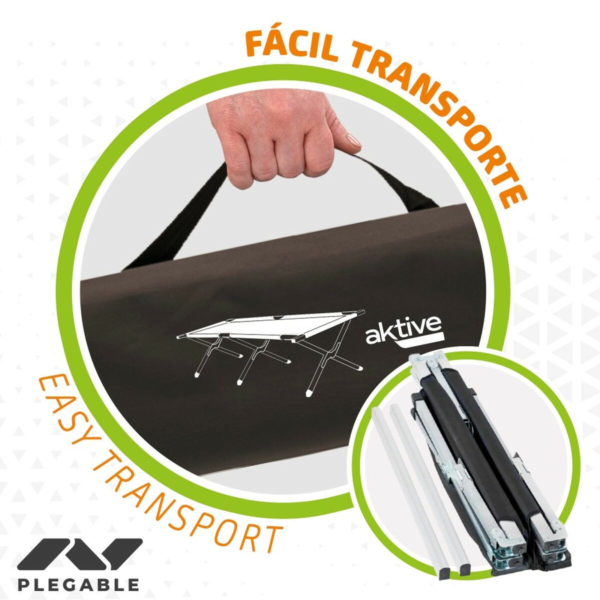 Cama Plegable Aktive Camping Negra 190 cm (Pack 2) - TU ULTIMO CLIC