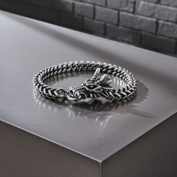 Pulsera Dragón Gótica Acero Inoxidable 23 cm - Joyería Hombre - TU ULTIMO CLIC