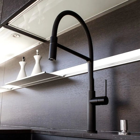 Grifo Monomando Chef Slim 255 mm Negro Mate | Diseño Compacto y Cold Open - TU ULTIMO CLIC