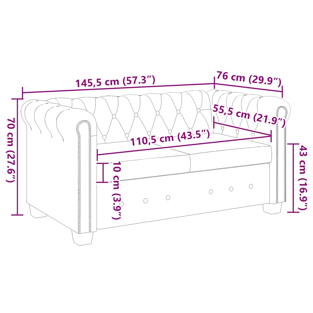Sofá Chesterfield Marrón Cuero Sintético 2 y 3 Plazas - TU ULTIMO CLIC