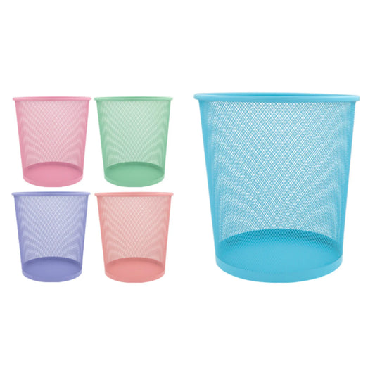 Papelera Metálica Cilíndrica 28x21.5cm  Diseño Pastel Moderno para Hogar y Oficina - TU ULTIMO CLIC