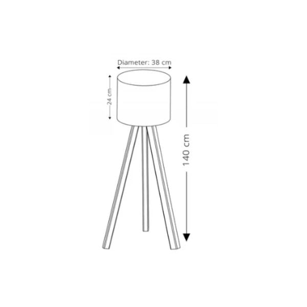 Lámpara de Suelo Kano-2 - Trípode de Madera con Pantalla Tela - TU ULTIMO CLIC