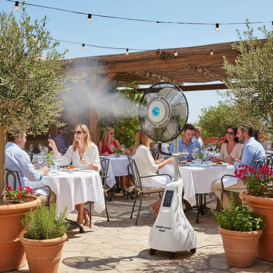Ventilador Micronebulizador BRITEC Freshvent Plus BMFS-20L | Frescor sin Mojar | Portátil | Terrazas y Jardines Creed