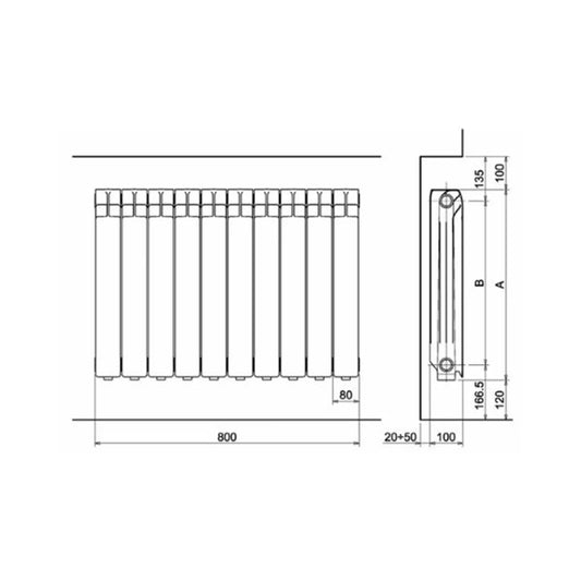 Radiador Ferroli Xian Aluminio Alta Emisión Térmica 700 N 4 Elementos - TU ULTIMO CLIC
