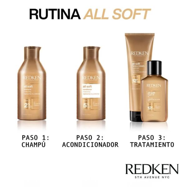 Champú Redken All Soft 1L - Hidratación Profesional con Tecnología RCT para Cabello Dañado Redken