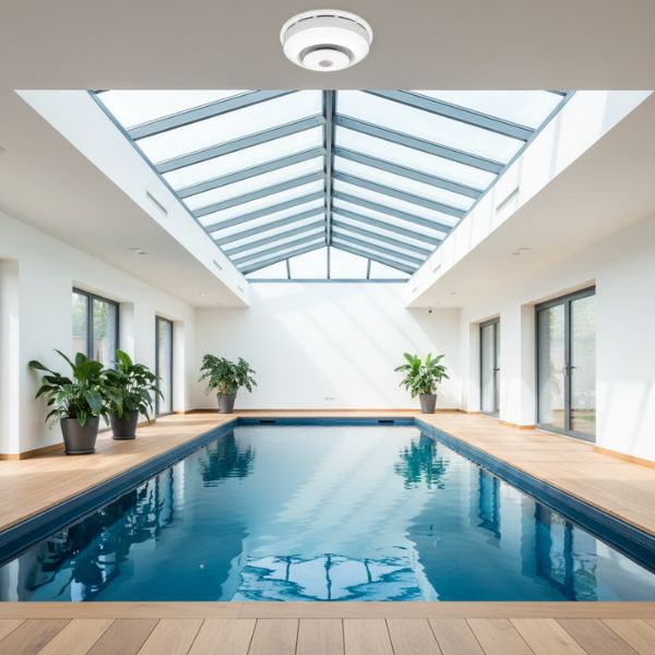Solius DRY SIREN – Deshumidificador de Techo para Piscinas con LED, Bluetooth y Sistema MicroLIGHT Puma