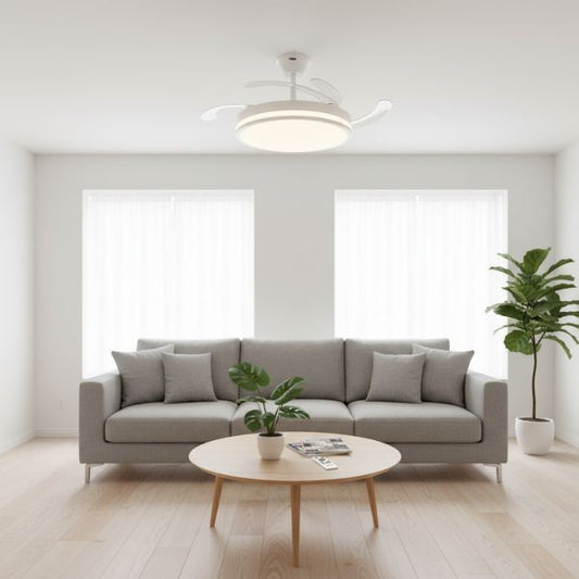 Ventilador Techo LED Escorpion Blanco | Aspas Plegables | Lámpara 6980lm | Diseño Invisible | Mando Greenice