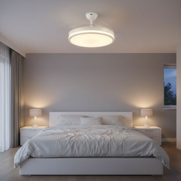 Ventilador Techo LED Escorpion Blanco | Aspas Plegables | Lámpara 6980lm | Diseño Invisible | Mando Greenice