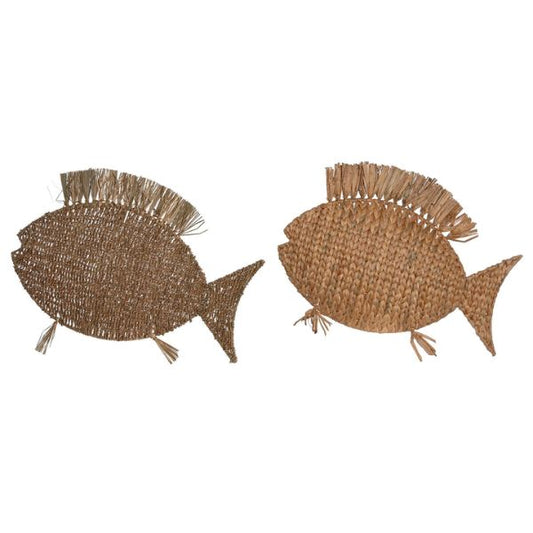 Figura Decorativa Pez Mediterráneo Home ESPRIT | Jacinto de Agua Natural | Artesanal | Pack 2 Unidades Home ESPRIT
