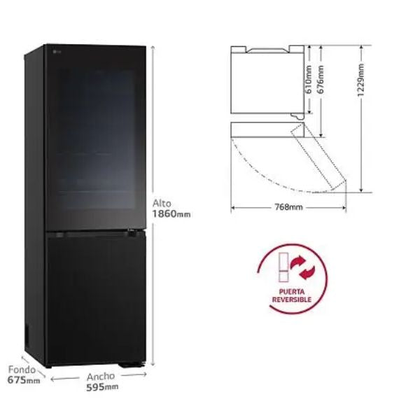 Frigorífico LG GBG5160CEV Instaview™ DoorCooling+ Negro 352 L TU-ULTIMO-CLIC