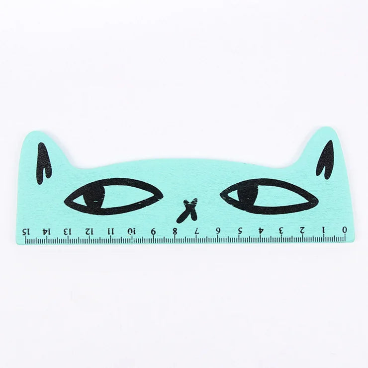 Regla Kawaii Gato Negro Lytwtw’s - 15 cm Madera - TU ULTIMO CLIC