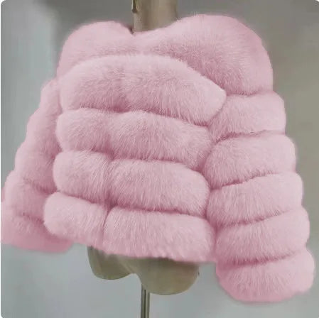Abrigo Corto Mujer Invierno  Faux Fox Fur Coat con Cremallera - TU ULTIMO CLIC
