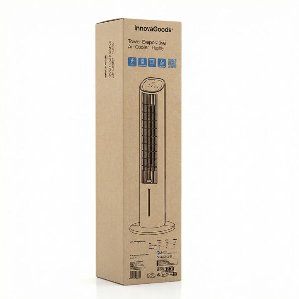 Climatizador Evaporativo Torre Hushly InnovaGoods: Diseño, Silencio y Confort 4 en 1 InnovaGoods