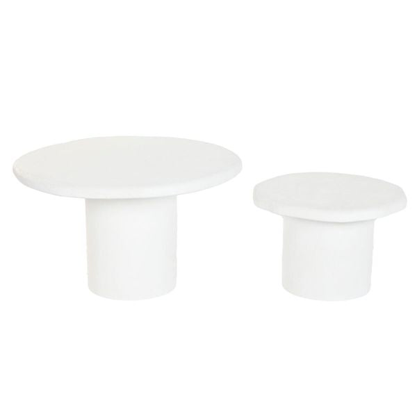 Juego de 2 Mesas de Centro Home ESPRIT | Diseño Redondo Minimalista | Blanco Puro | 75x75x35 cm Home ESPRIT