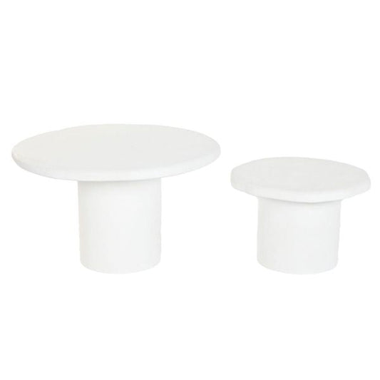 Juego de 2 Mesas de Centro Home ESPRIT | Diseño Redondo Minimalista | Blanco Puro | 75x75x35 cm Home ESPRIT