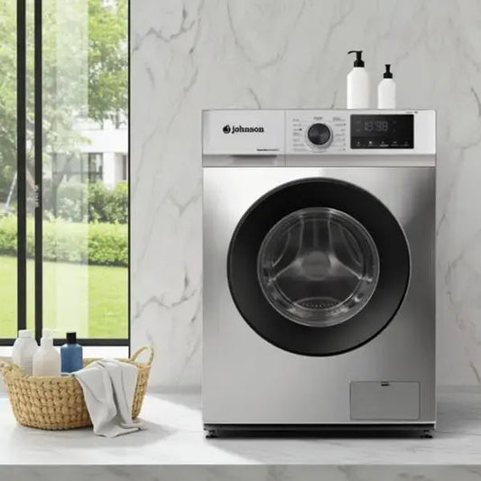 Lavadora 8 kg A-10% Inox Look con Motor Inverter y Vapor Johnson